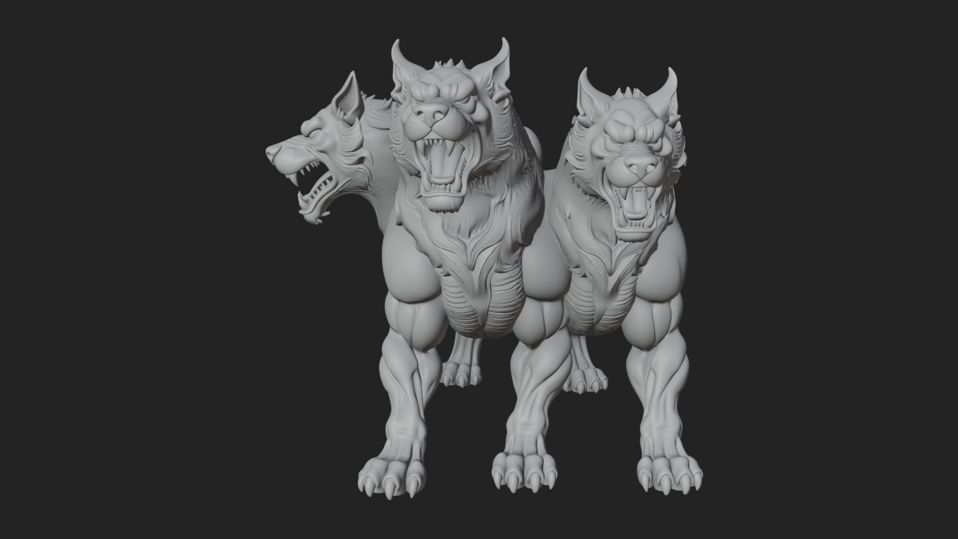 Cerberus Three-Headed Dog Statue Design 6 3D Print Model 3D Model