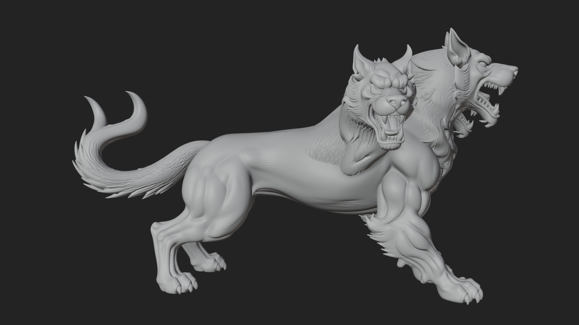 Cerberus Three-Headed Dog Statue Design 6 3D Print Model 3D Model