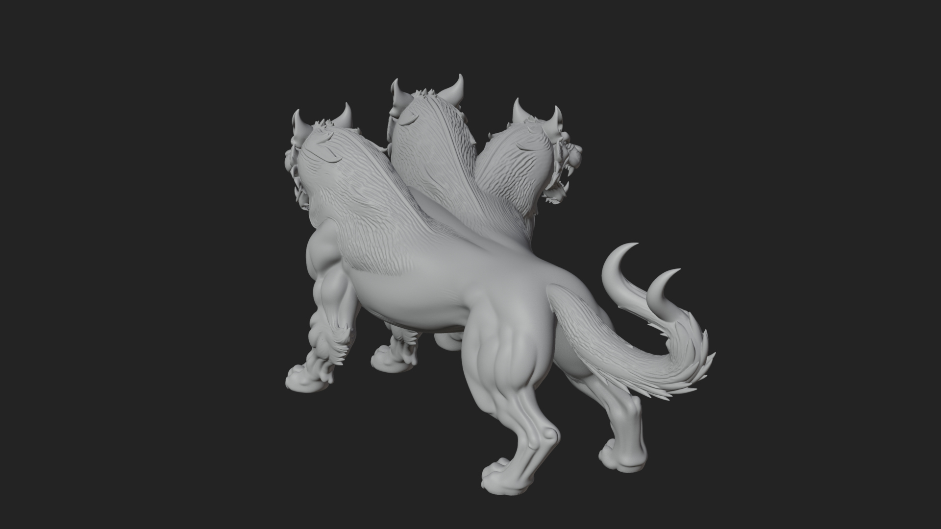 Cerberus Three-Headed Dog Statue Design 6 3D Print Model 3D Model