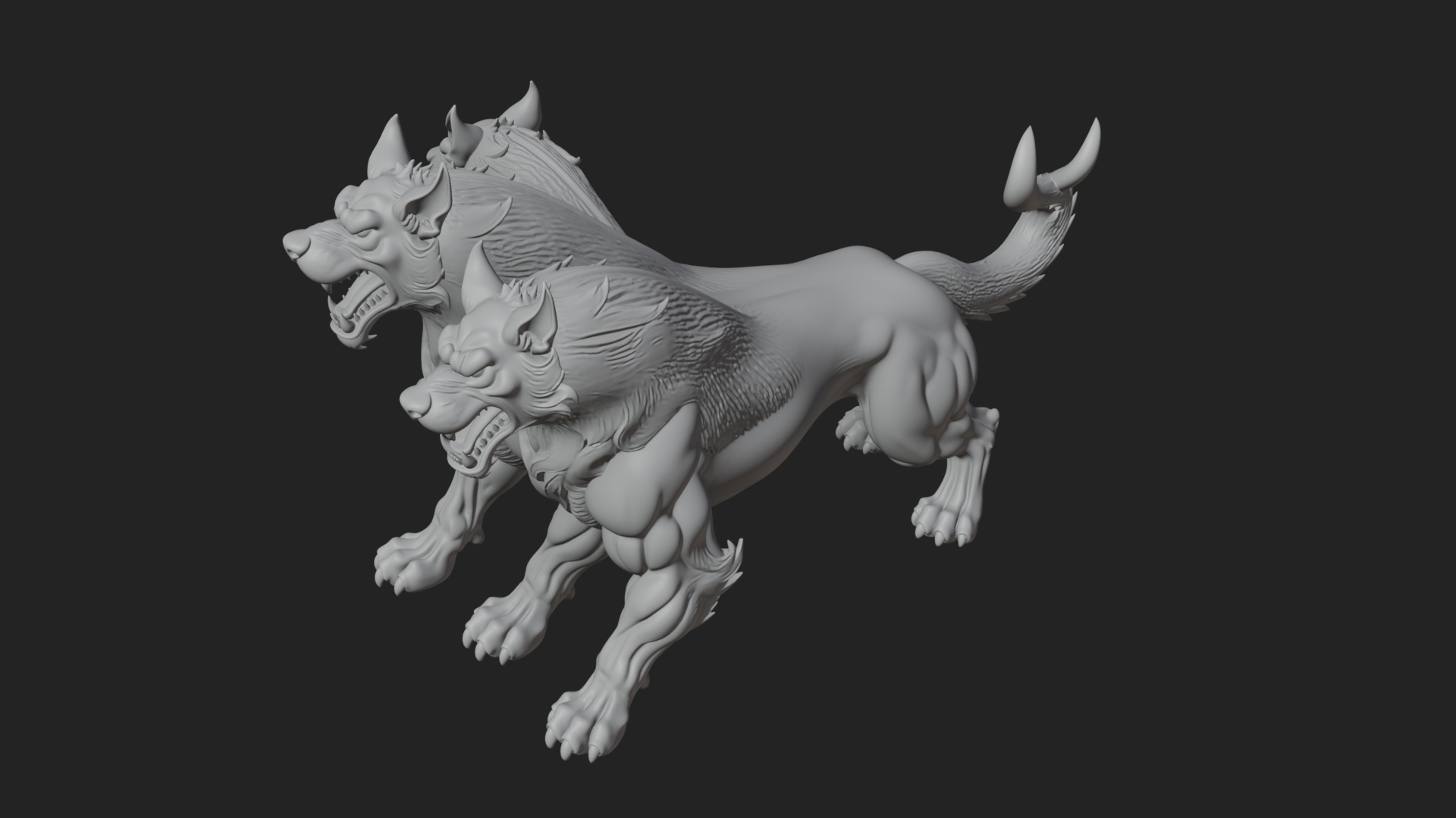 Cerberus Three-Headed Dog Statue Design 6 3D Print Model 3D Model