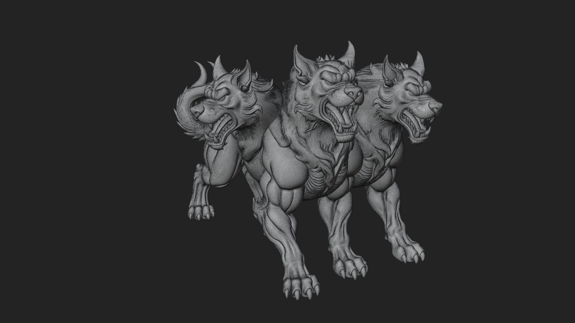 Cerberus Three-Headed Dog Statue Design 6 3D Print Model 3D Model