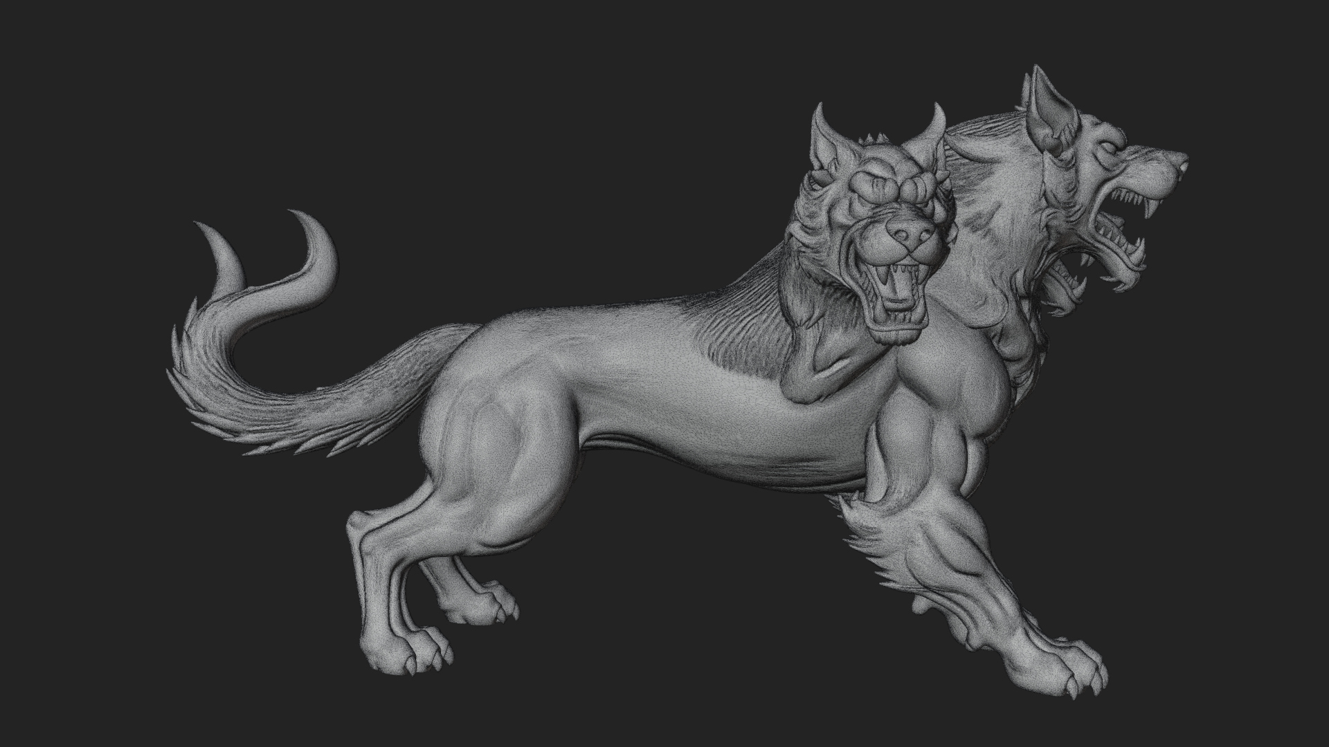 Cerberus Three-Headed Dog Statue Design 6 3D Print Model 3D Model
