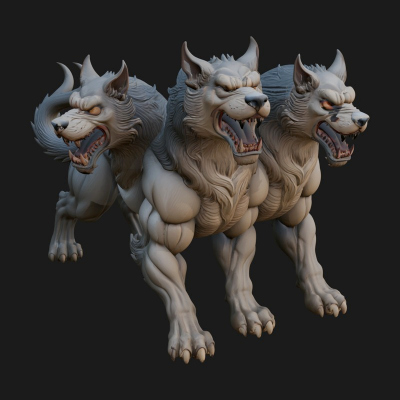 Cerberus Three-Headed Dog Statue Design 6 3D Print Model