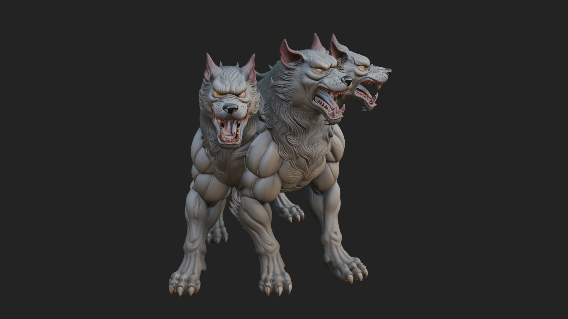 Cerberus Three-Headed Dog Statue Design 7 3D Print Model 3D Model