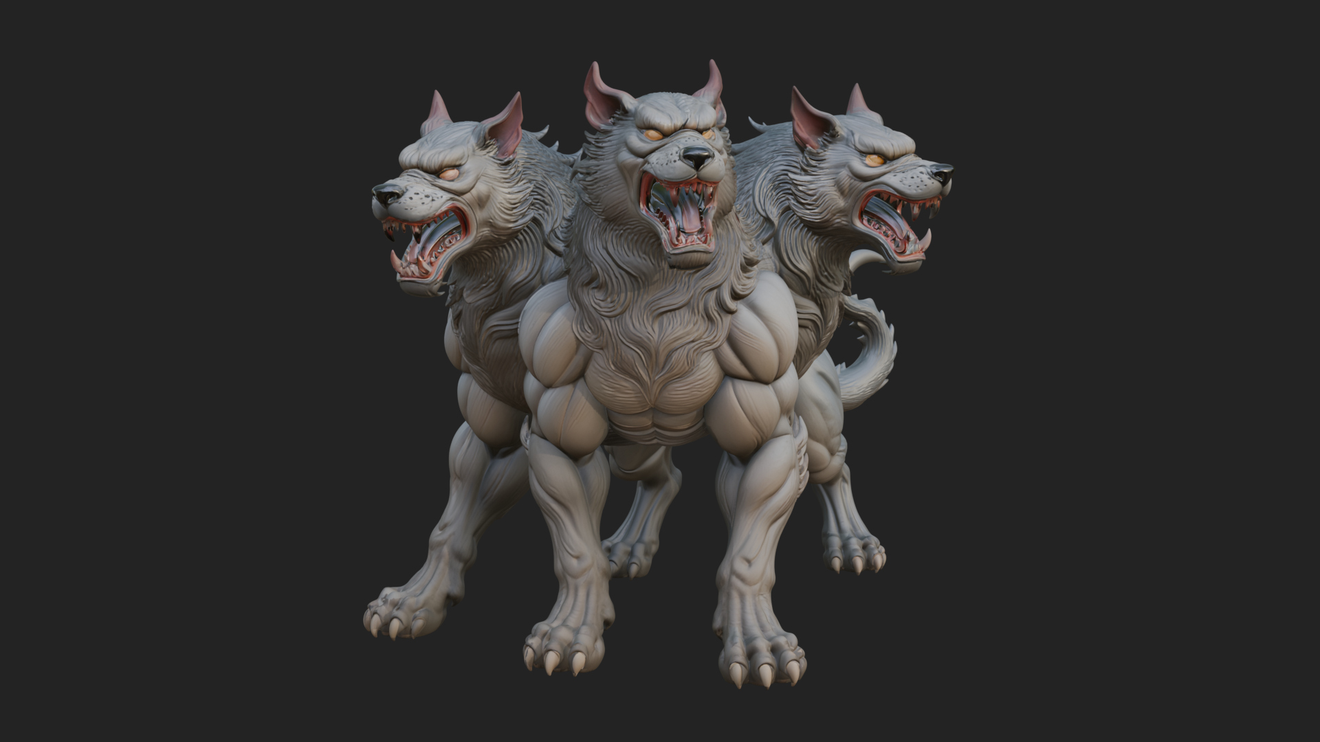 Cerberus Three-Headed Dog Statue Design 7 3D Print Model 3D Model