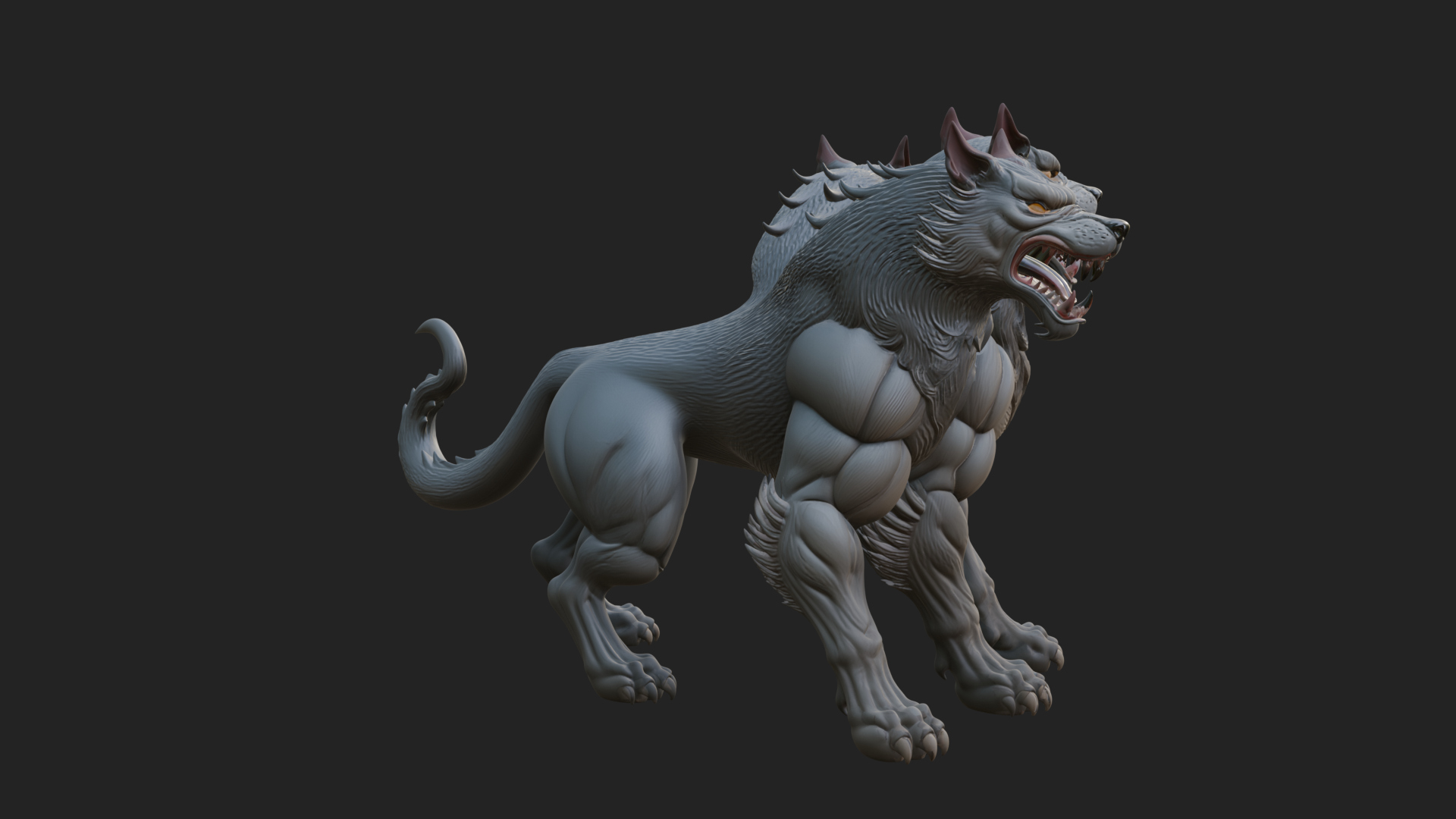Cerberus Three-Headed Dog Statue Design 7 3D Print Model 3D Model