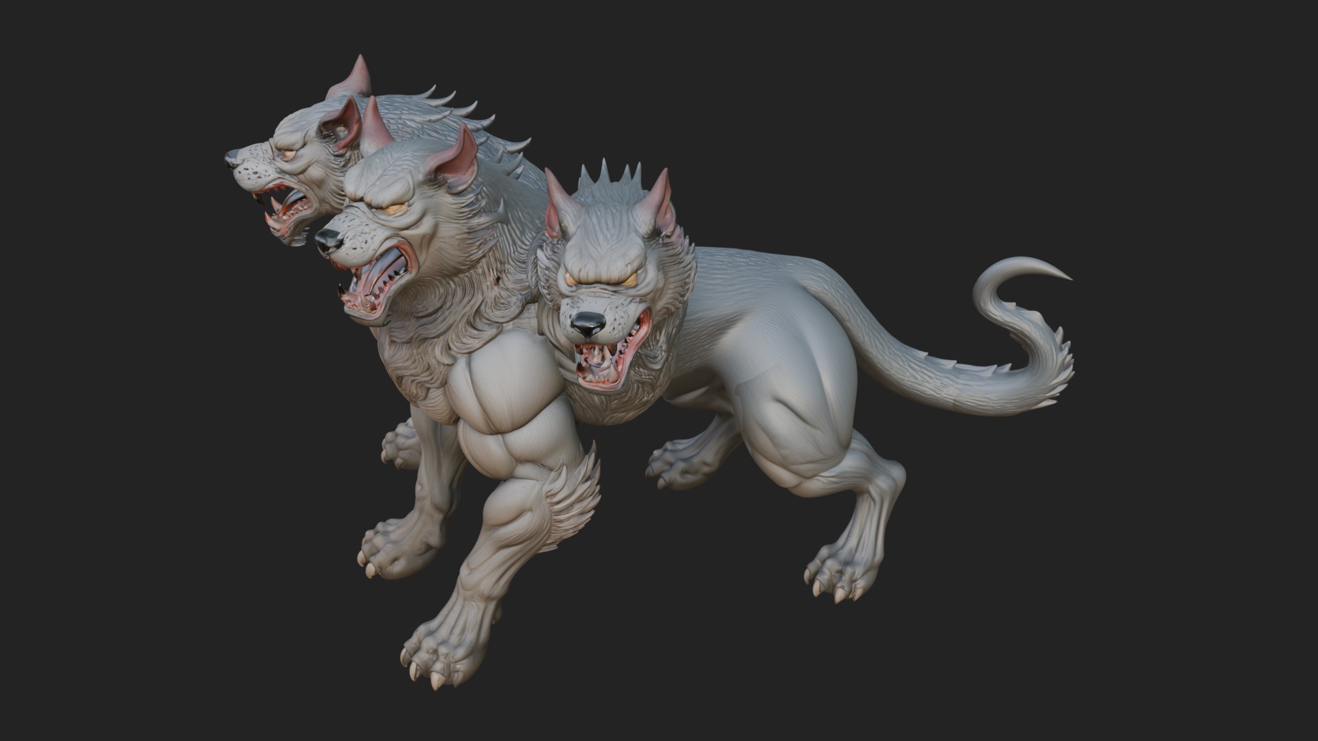 Cerberus Three-Headed Dog Statue Design 7 3D Print Model 3D Model