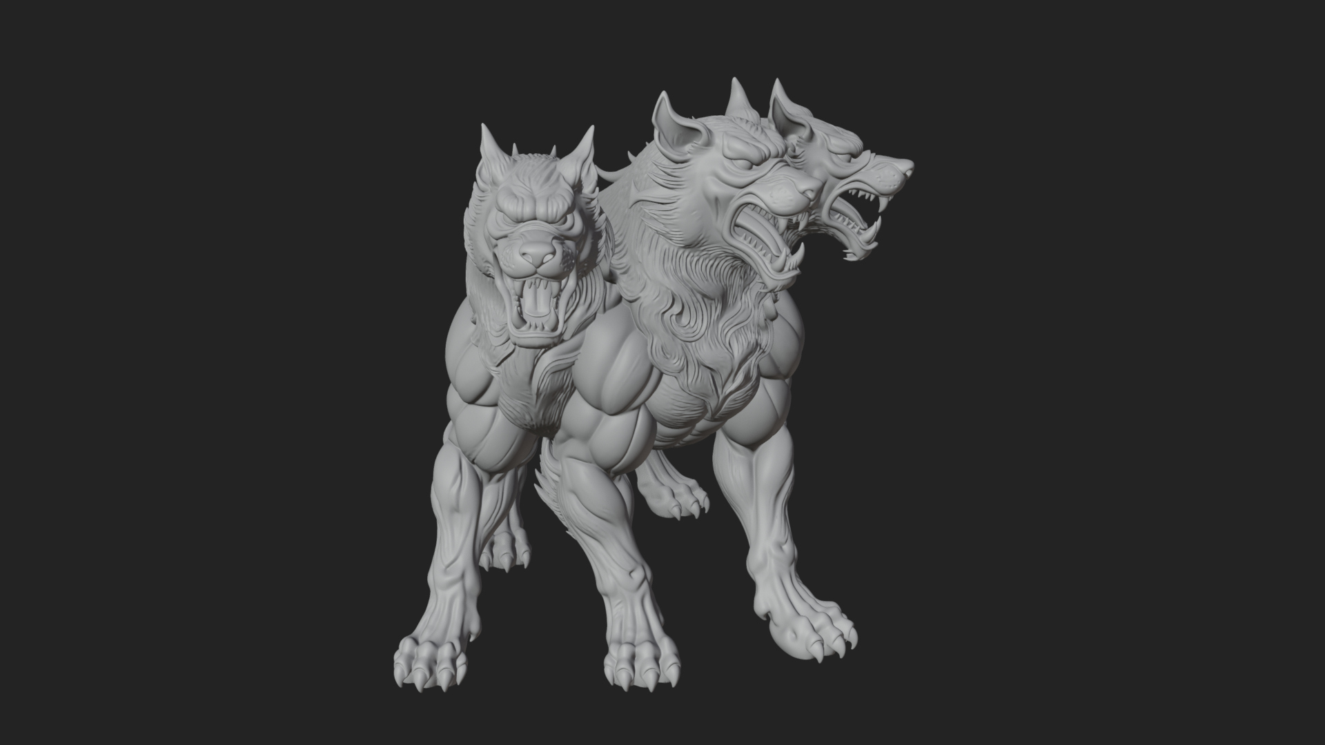 Cerberus Three-Headed Dog Statue Design 7 3D Print Model 3D Model