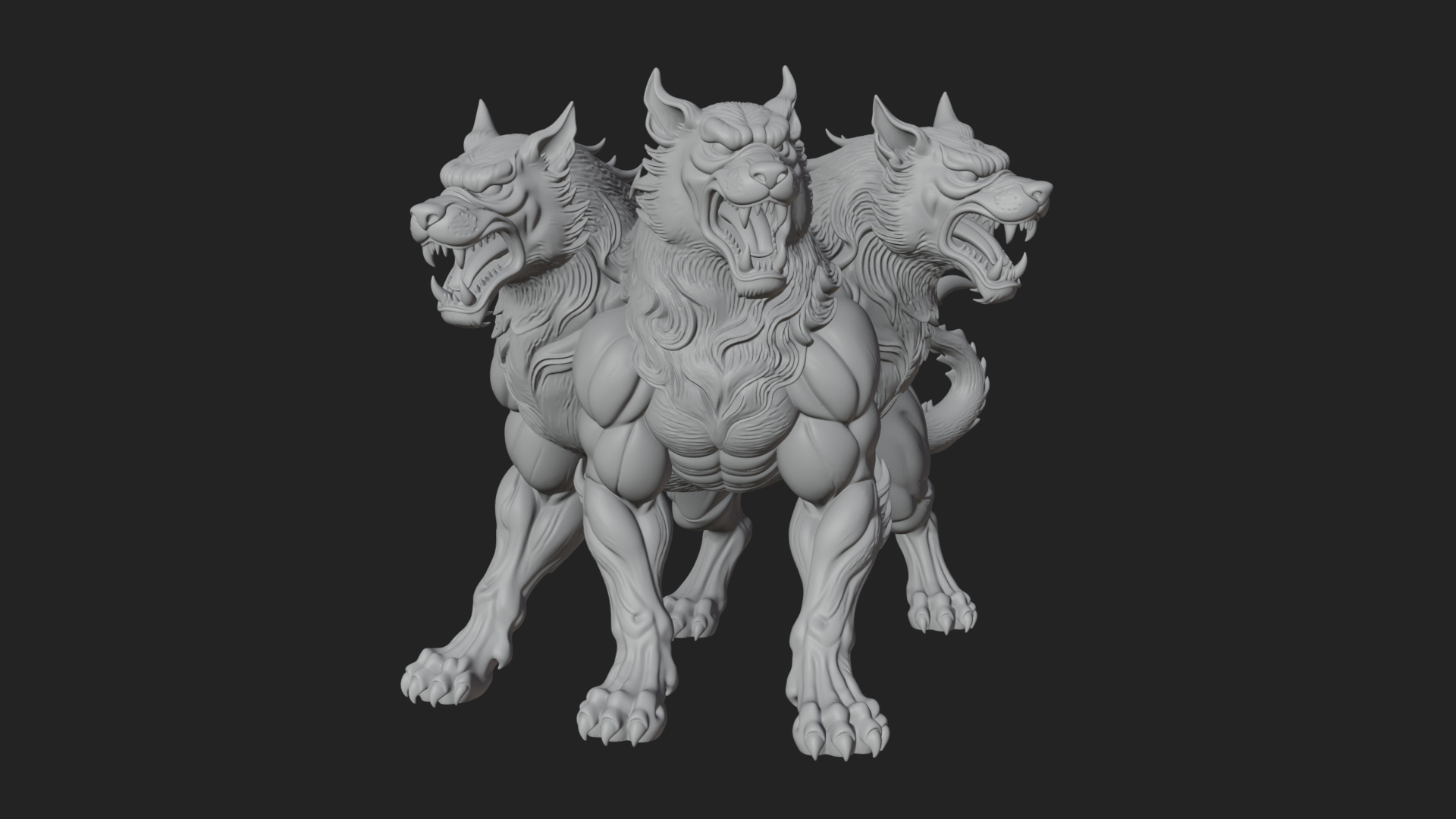 Cerberus Three-Headed Dog Statue Design 7 3D Print Model 3D Model