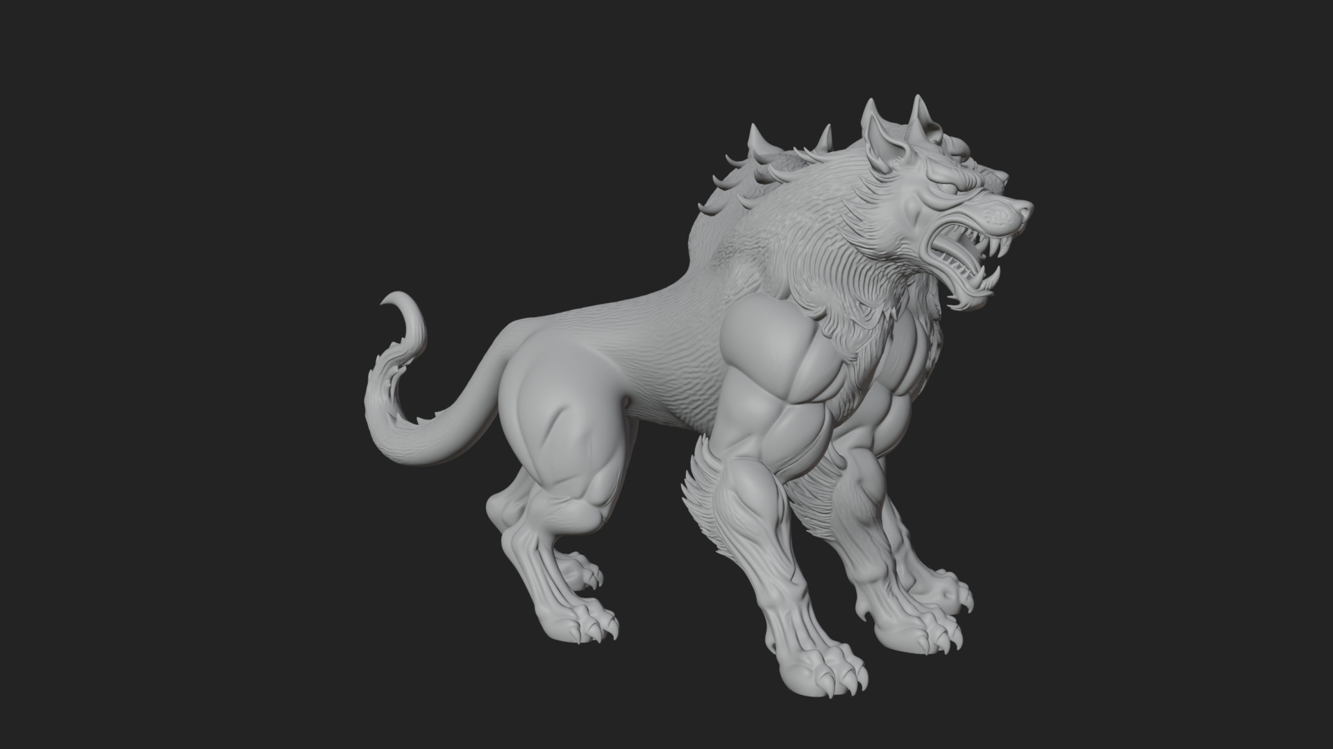 Cerberus Three-Headed Dog Statue Design 7 3D Print Model 3D Model