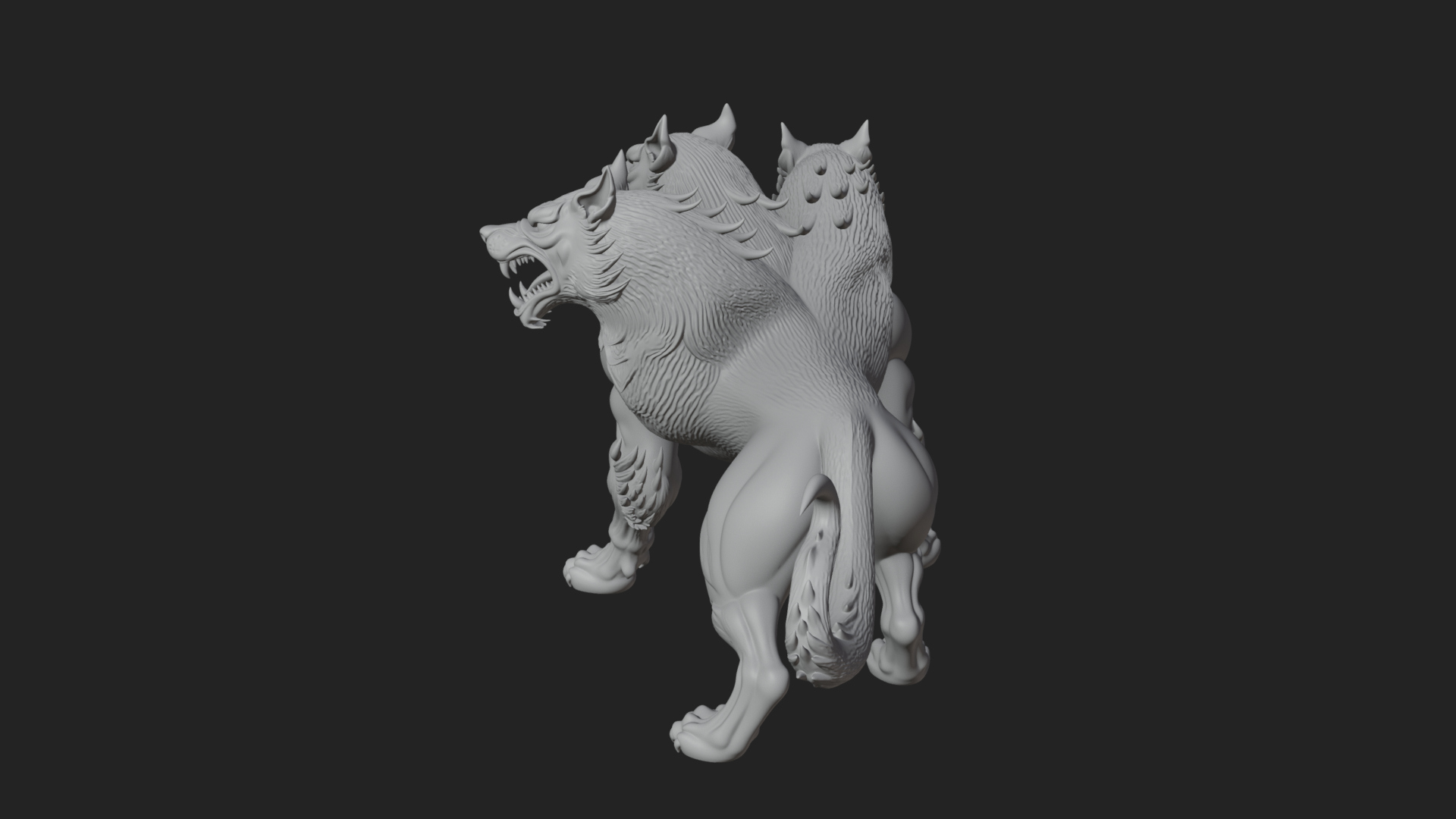 Cerberus Three-Headed Dog Statue Design 7 3D Print Model 3D Model