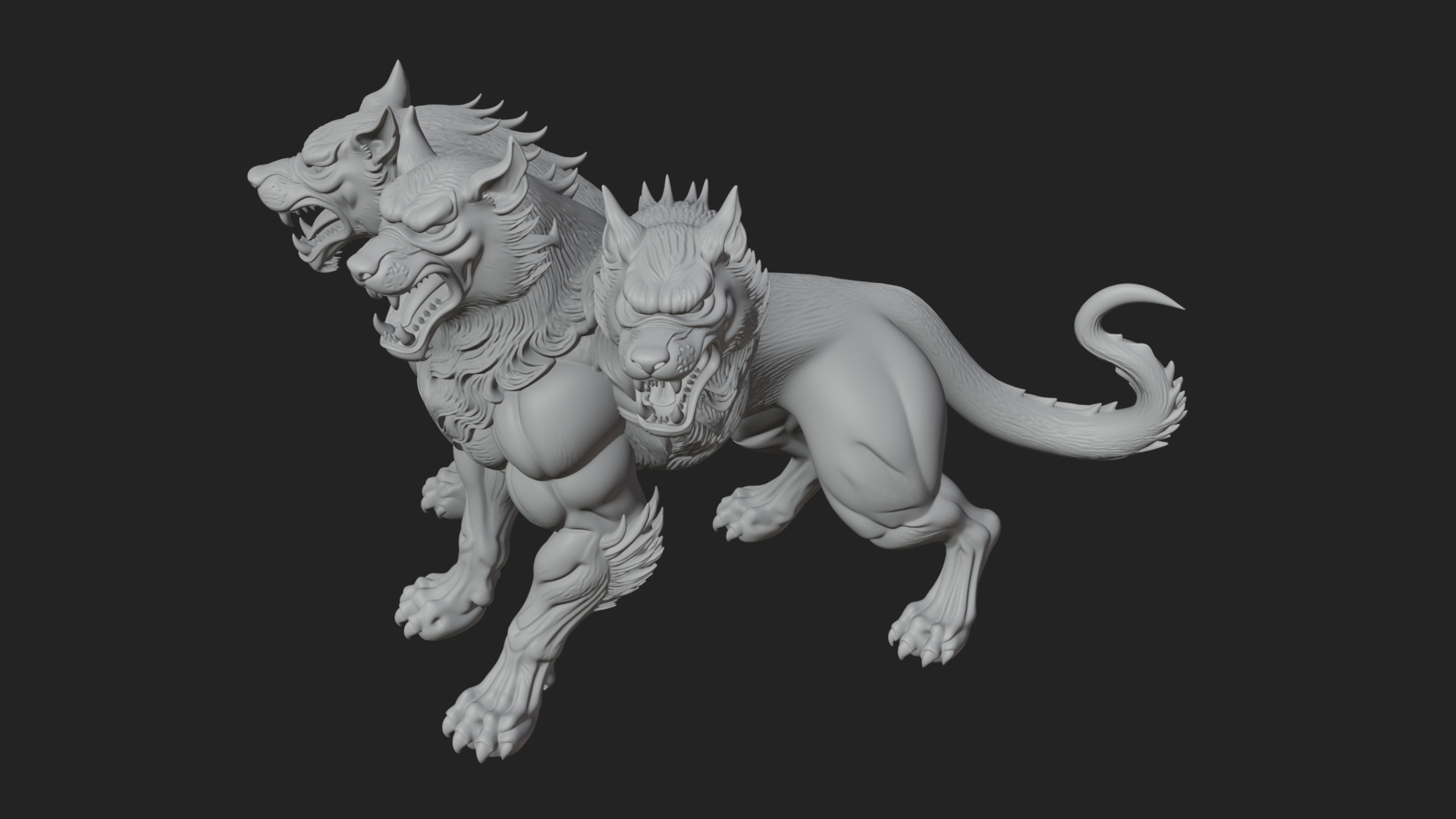 Cerberus Three-Headed Dog Statue Design 7 3D Print Model 3D Model