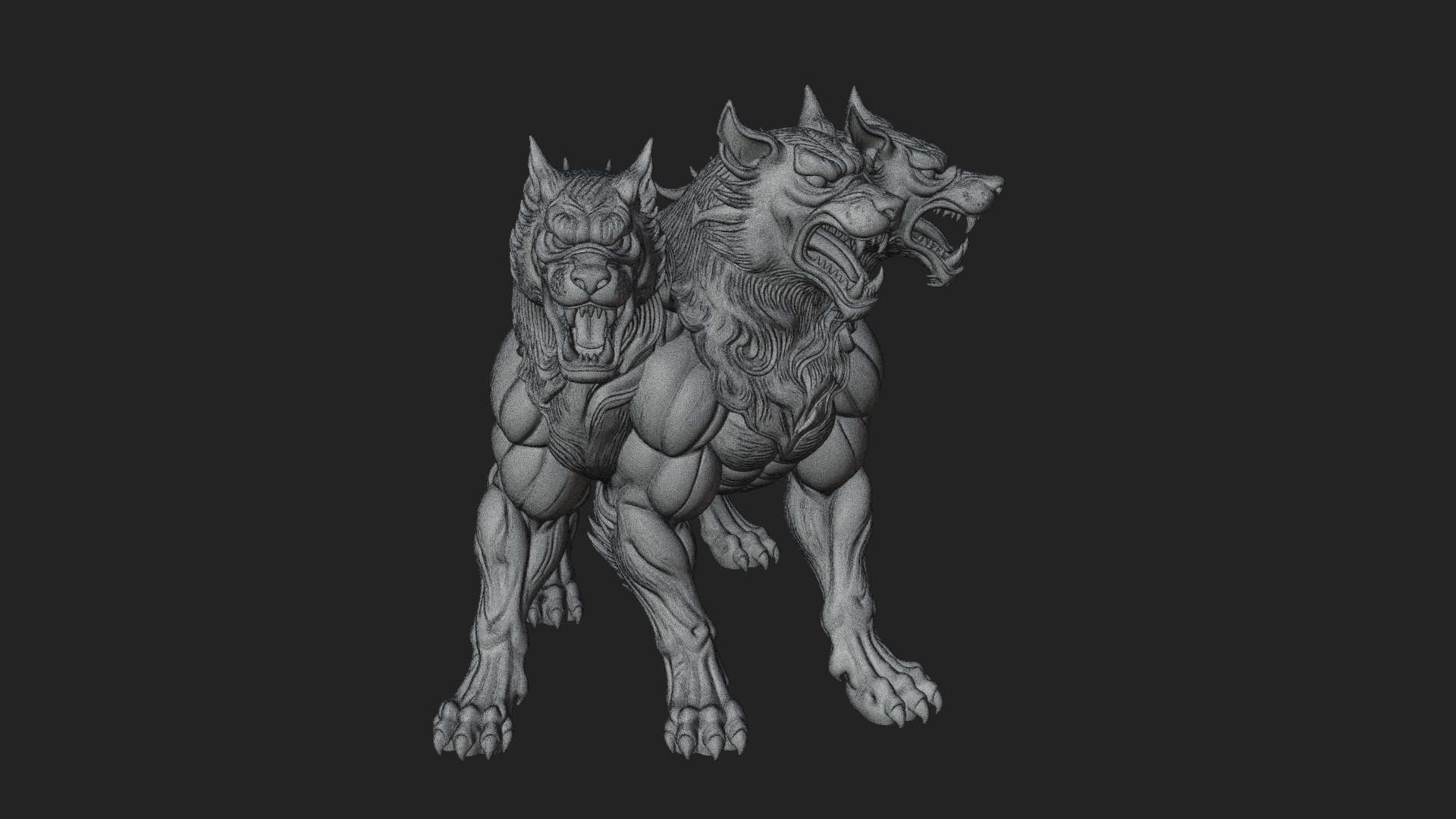 Cerberus Three-Headed Dog Statue Design 7 3D Print Model 3D Model