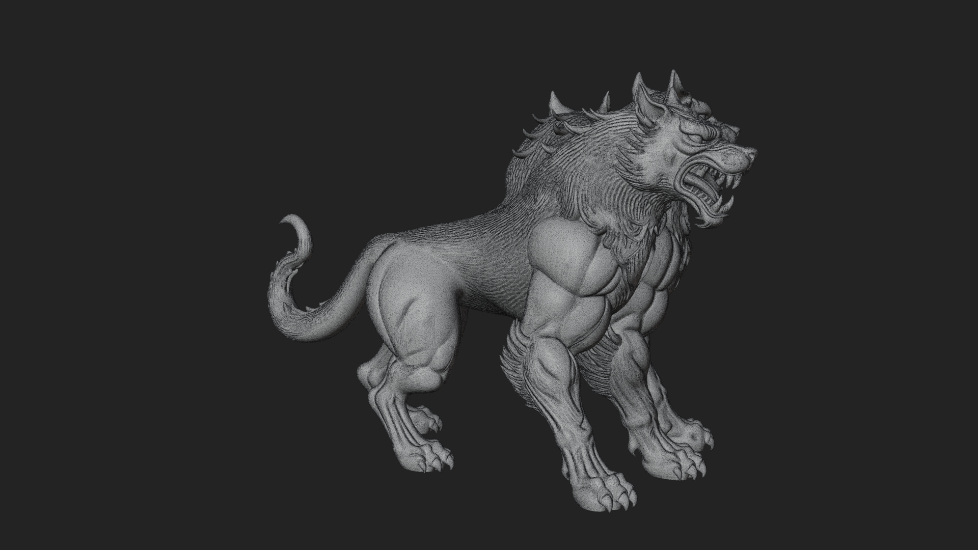Cerberus Three-Headed Dog Statue Design 7 3D Print Model 3D Model
