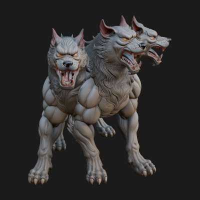 Cerberus Three-Headed Dog Statue Design 7 3D Print Model