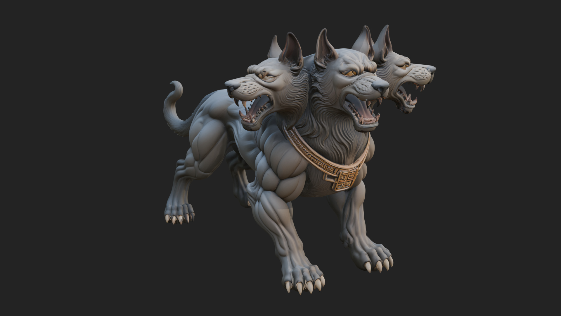 Cerberus Three-Headed Dog Statue Design 8 3D Print Model 3D Model