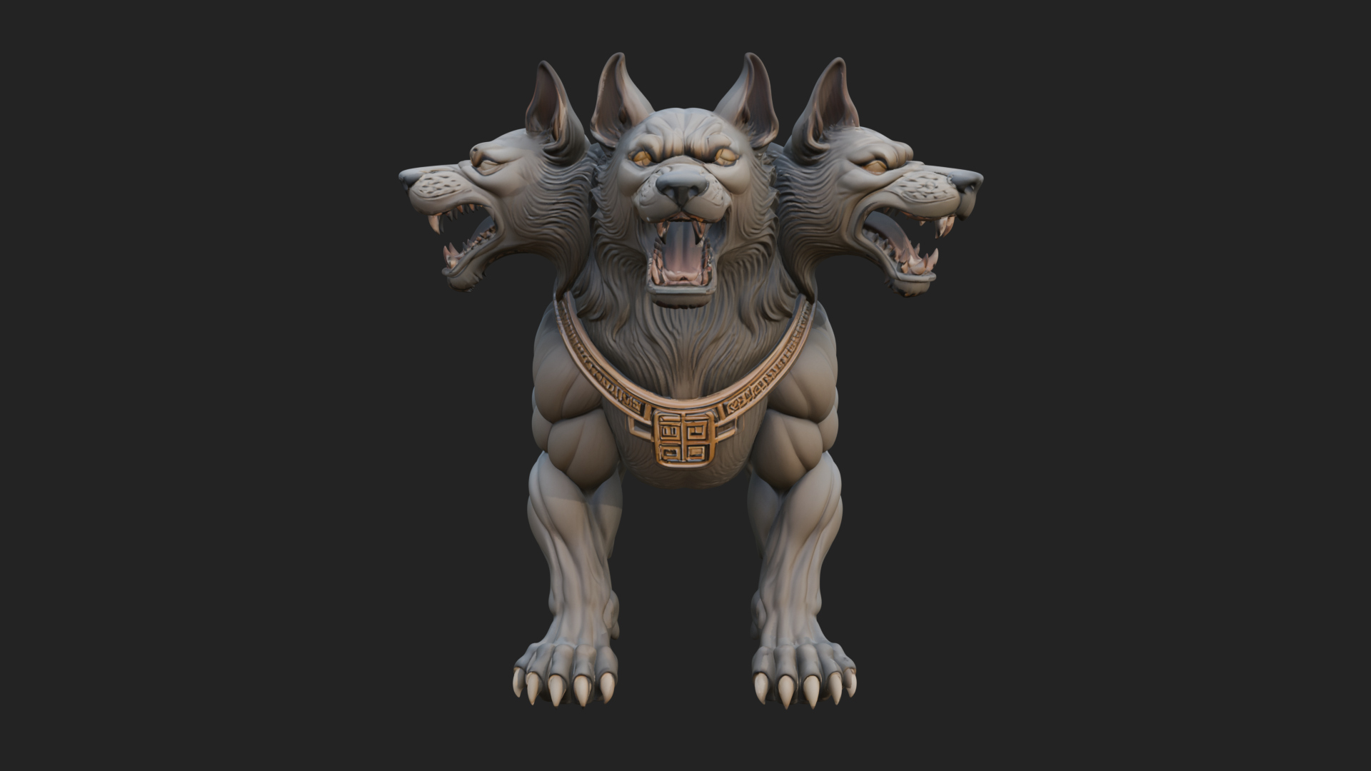 Cerberus Three-Headed Dog Statue Design 8 3D Print Model 3D Model
