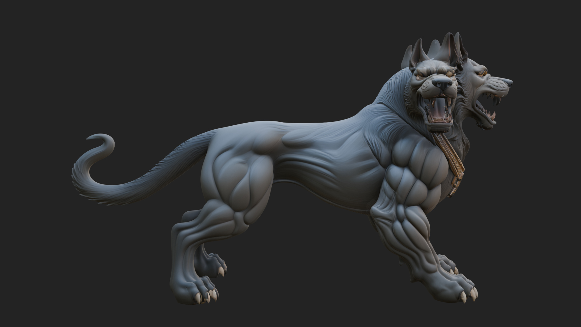 Cerberus Three-Headed Dog Statue Design 8 3D Print Model 3D Model