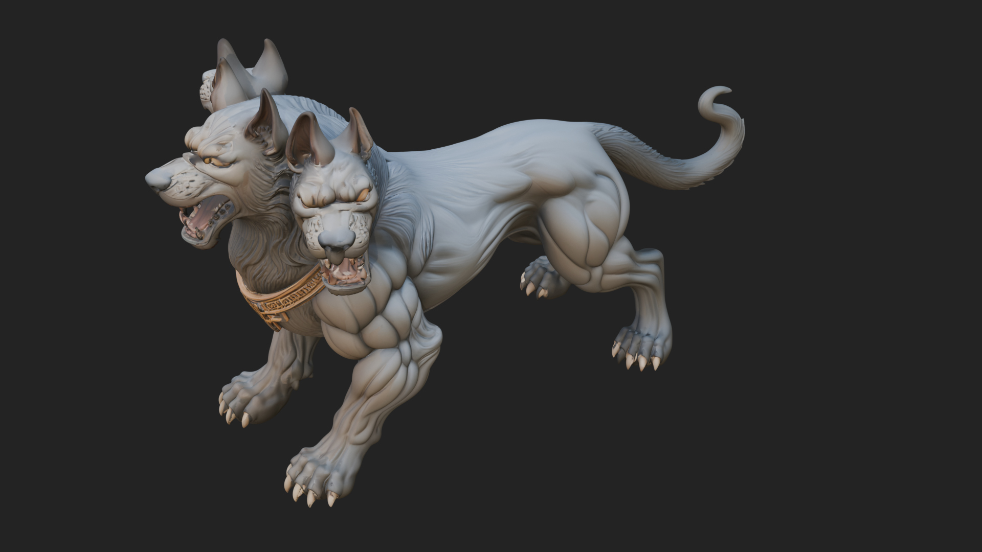 Cerberus Three-Headed Dog Statue Design 8 3D Print Model 3D Model
