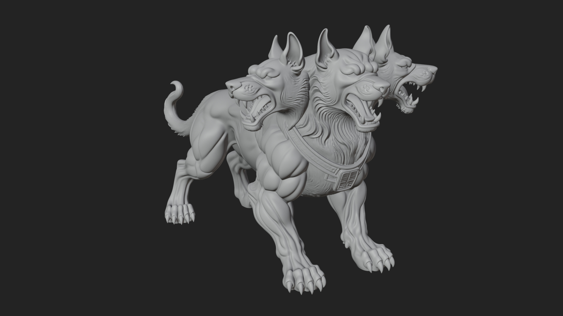 Cerberus Three-Headed Dog Statue Design 8 3D Print Model 3D Model