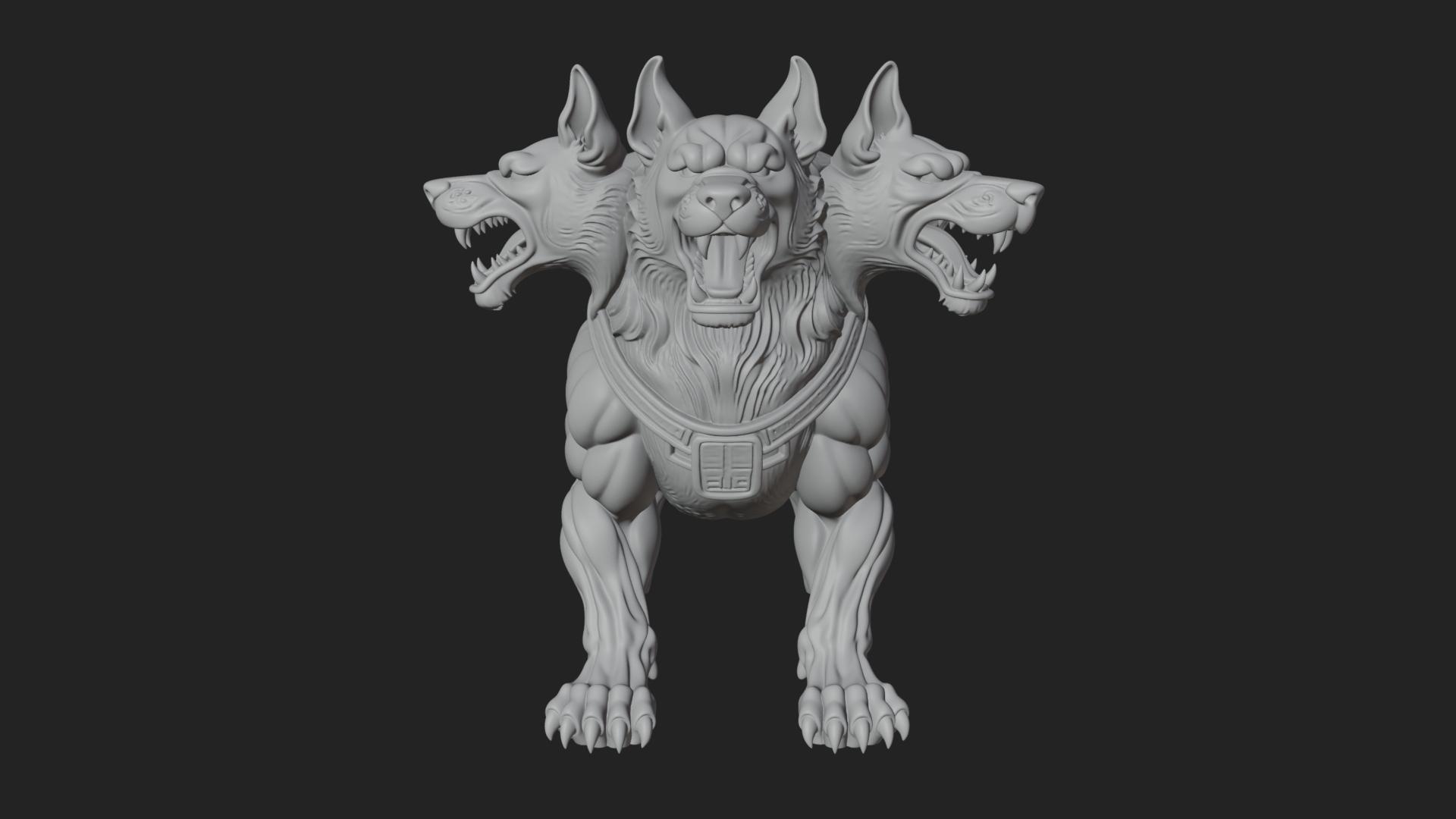 Cerberus Three-Headed Dog Statue Design 8 3D Print Model 3D Model