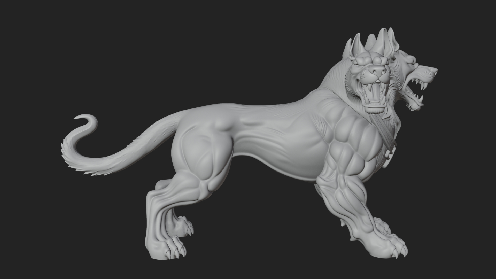 Cerberus Three-Headed Dog Statue Design 8 3D Print Model 3D Model