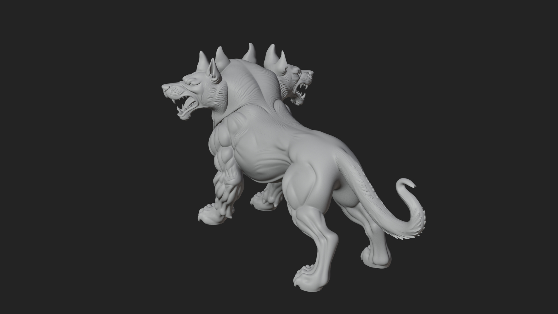 Cerberus Three-Headed Dog Statue Design 8 3D Print Model 3D Model