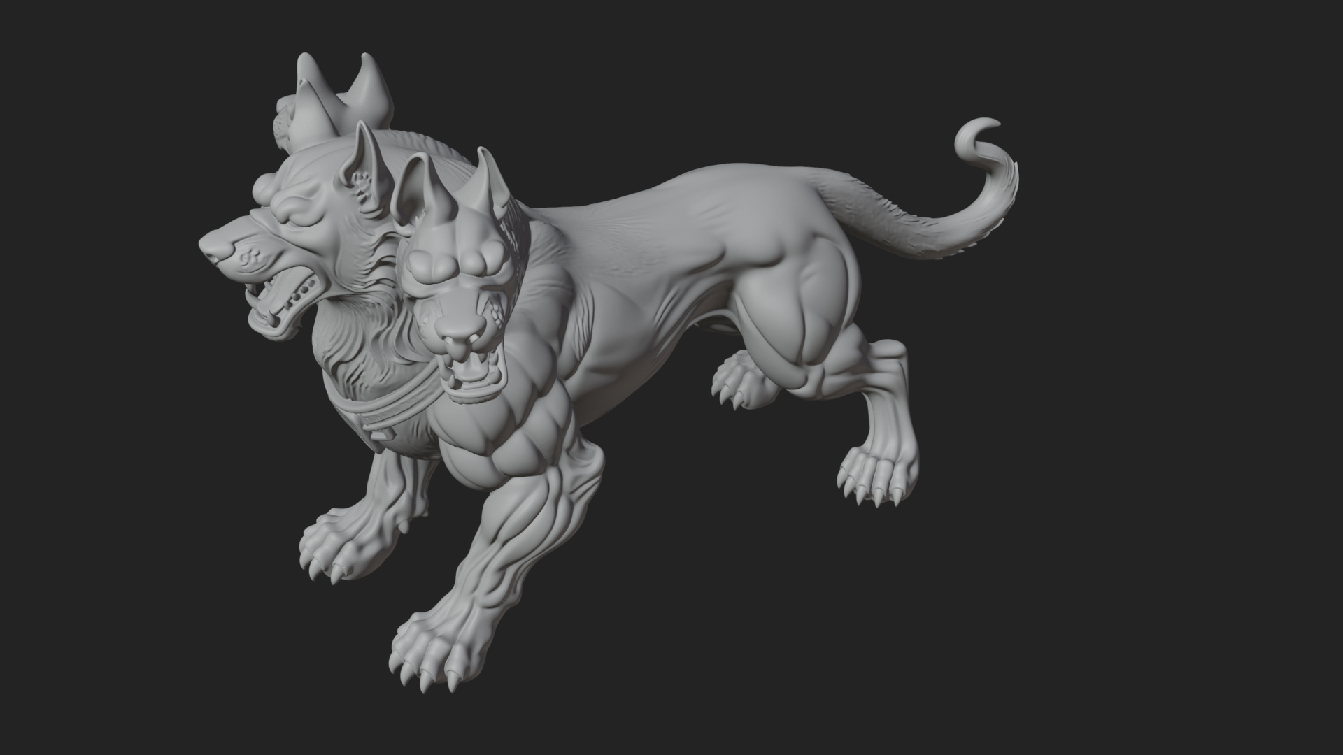 Cerberus Three-Headed Dog Statue Design 8 3D Print Model 3D Model