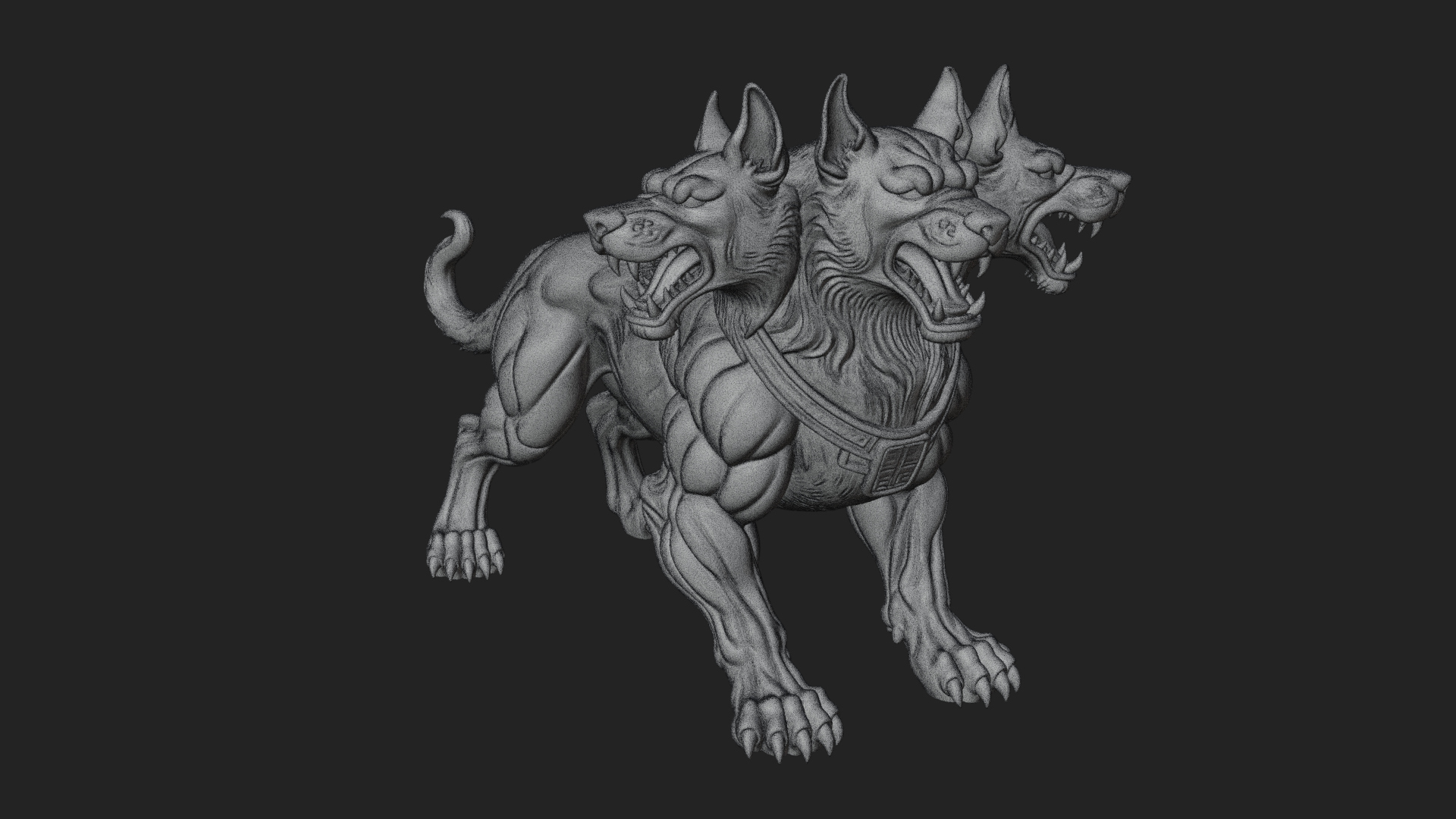 Cerberus Three-Headed Dog Statue Design 8 3D Print Model 3D Model