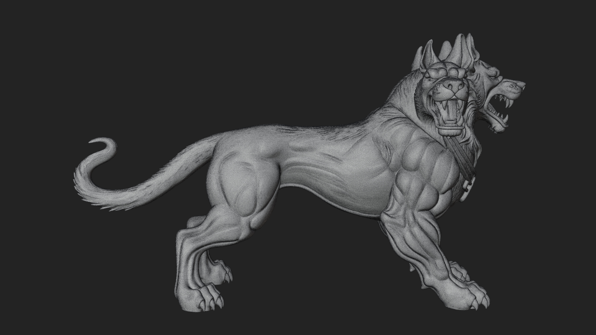 Cerberus Three-Headed Dog Statue Design 8 3D Print Model 3D Model