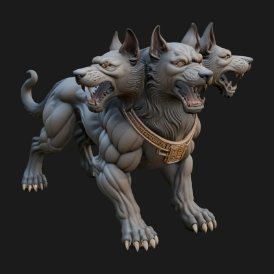 Cerberus Three-Headed Dog Statue Design 8 3D Print Model