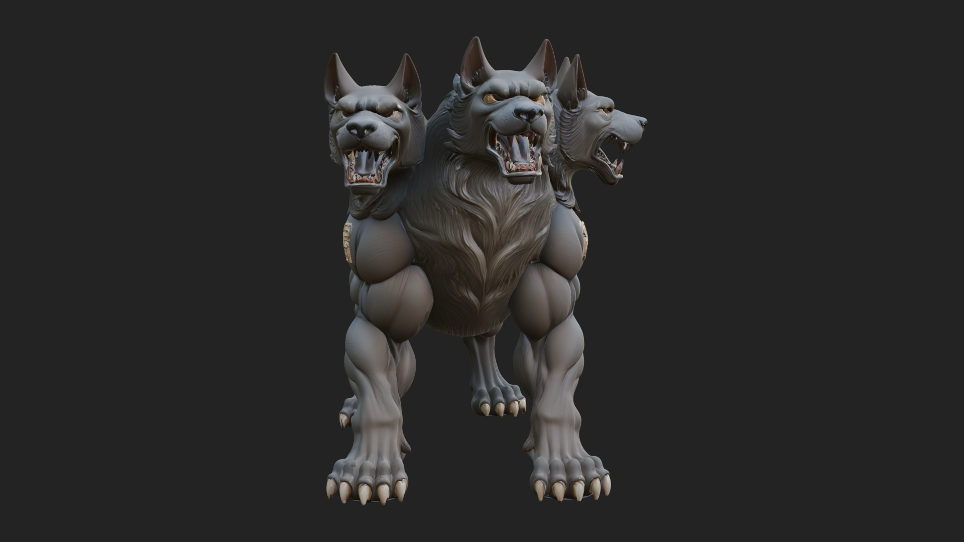 Cerberus Three-Headed Dog Statue Design 9 3D Print Model 3D Model