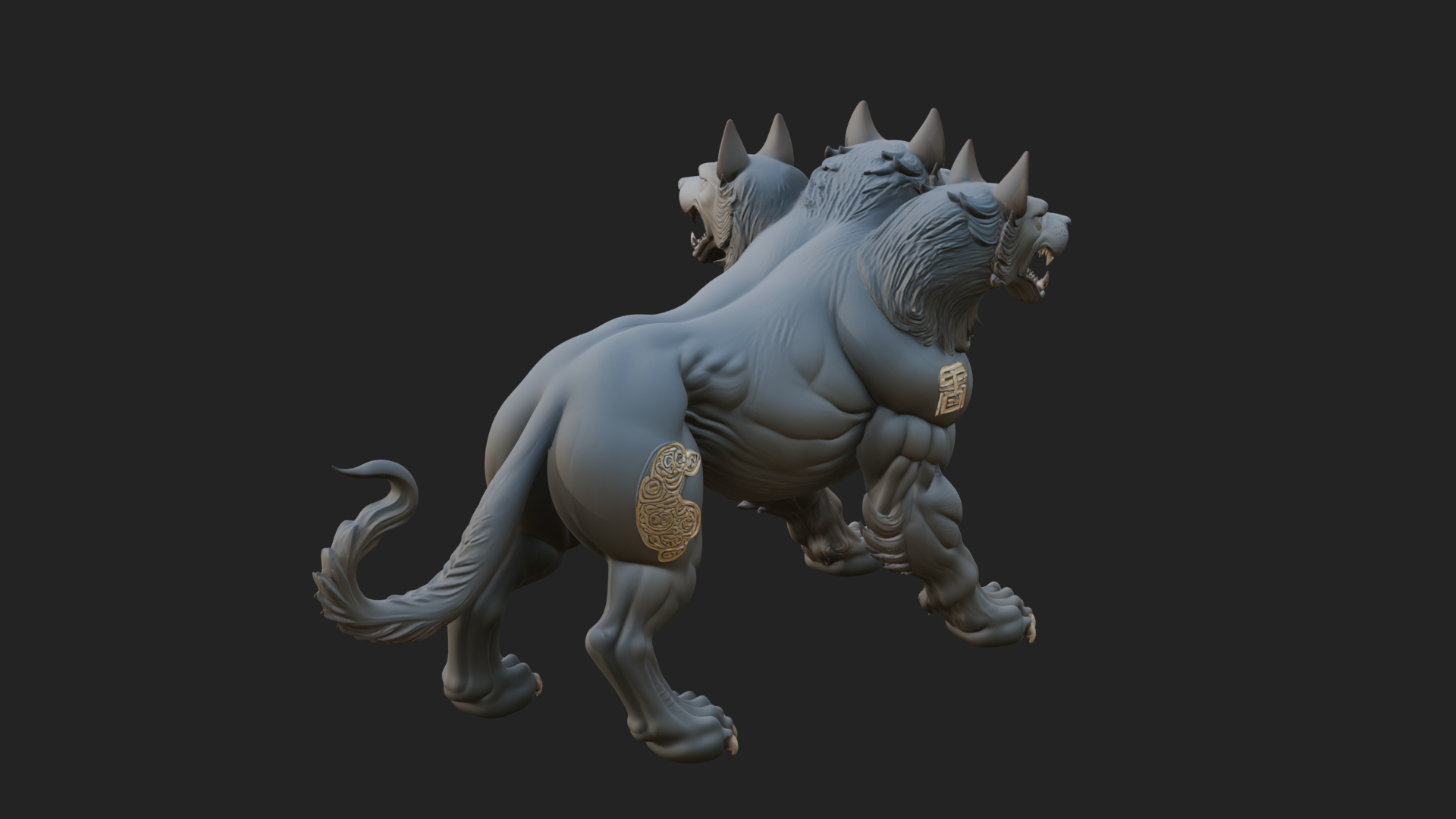 Cerberus Three-Headed Dog Statue Design 9 3D Print Model 3D Model