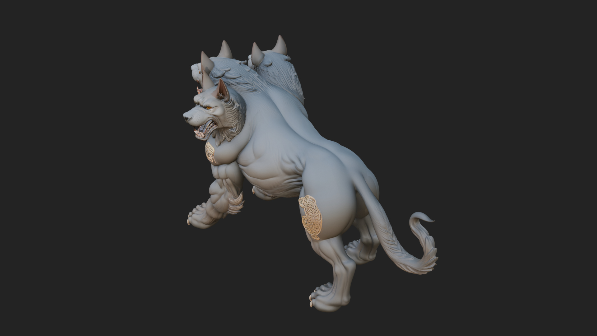 Cerberus Three-Headed Dog Statue Design 9 3D Print Model 3D Model