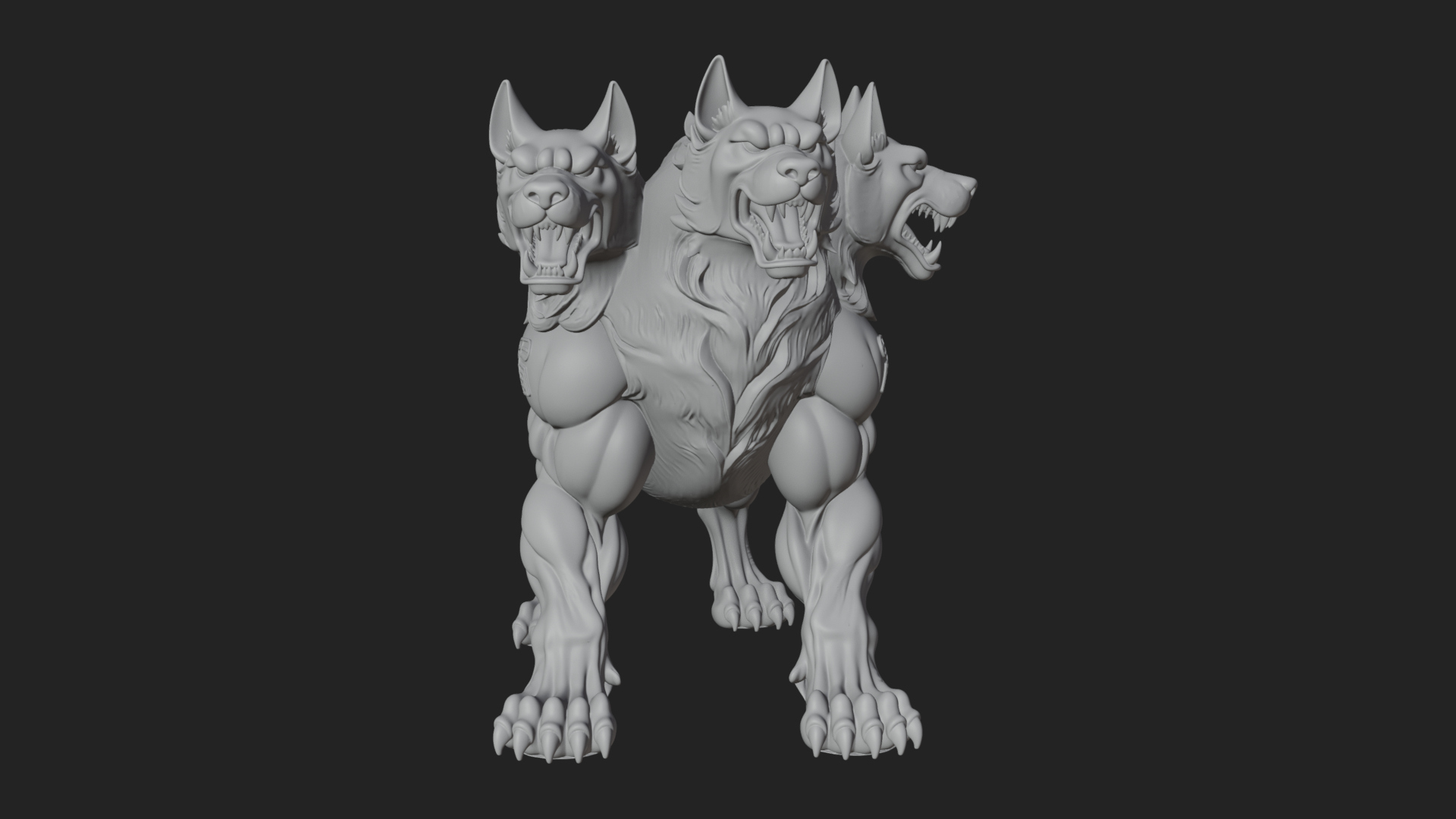Cerberus Three-Headed Dog Statue Design 9 3D Print Model 3D Model