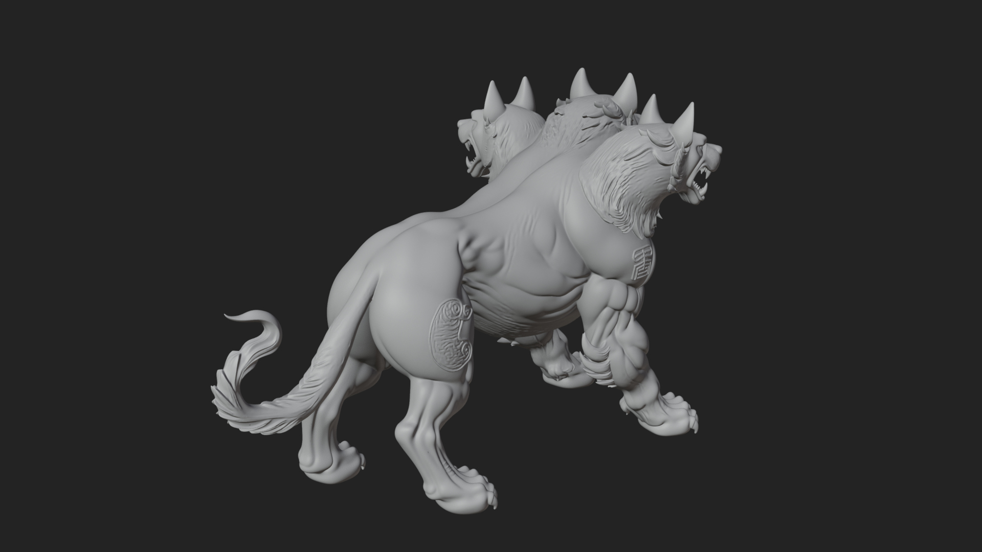 Cerberus Three-Headed Dog Statue Design 9 3D Print Model 3D Model