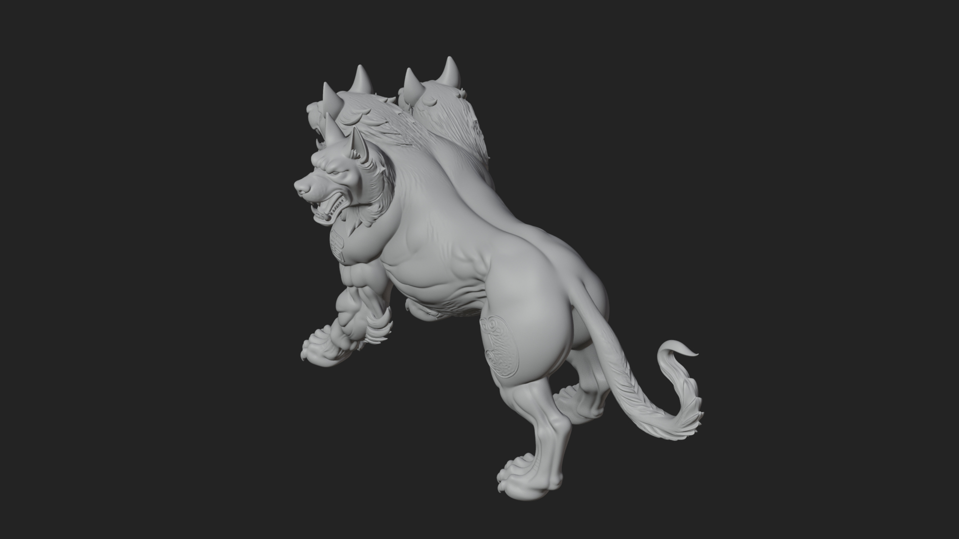 Cerberus Three-Headed Dog Statue Design 9 3D Print Model 3D Model