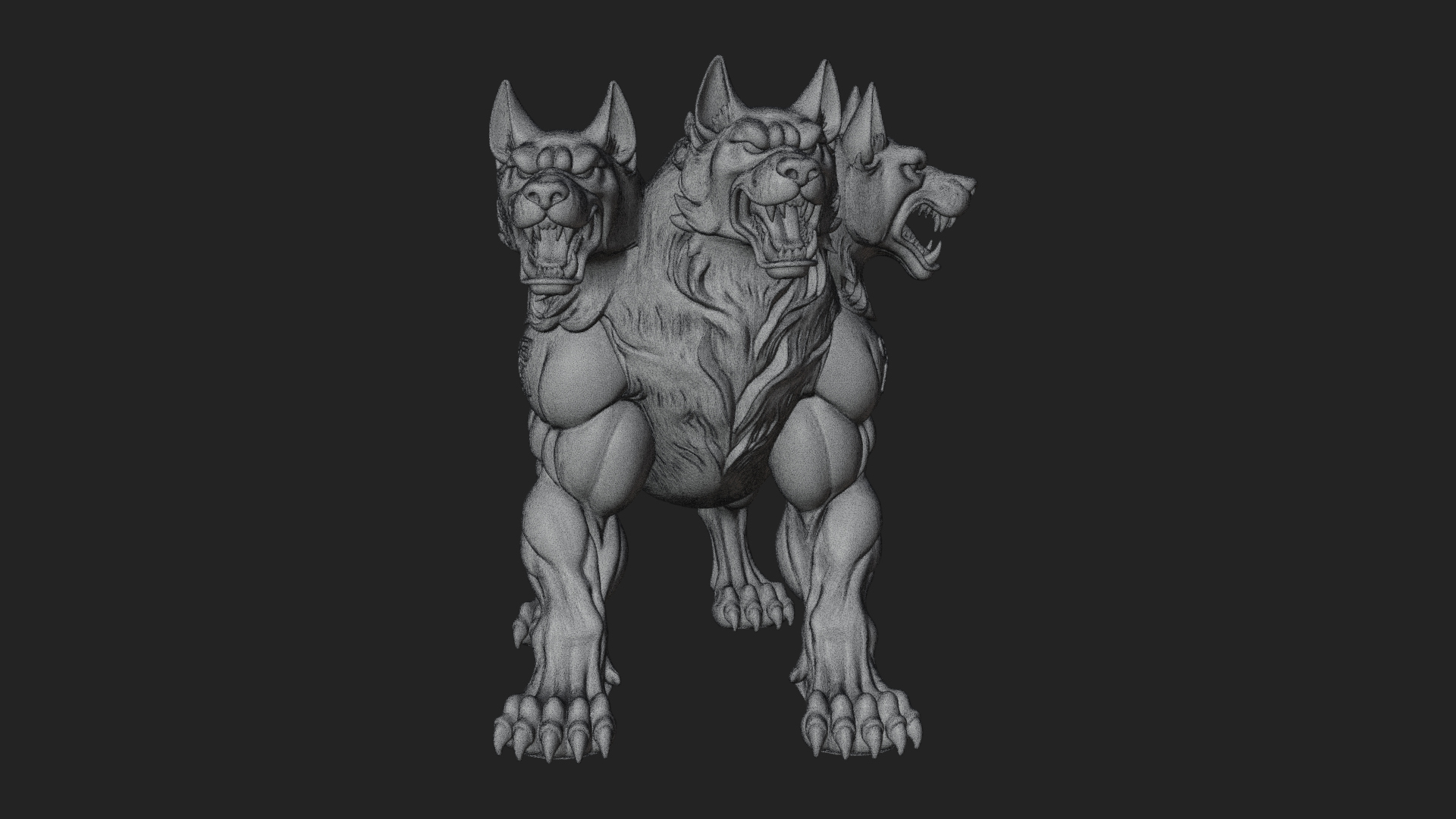 Cerberus Three-Headed Dog Statue Design 9 3D Print Model 3D Model