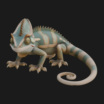 Chameleon Statue Design 4 3D Print Model
