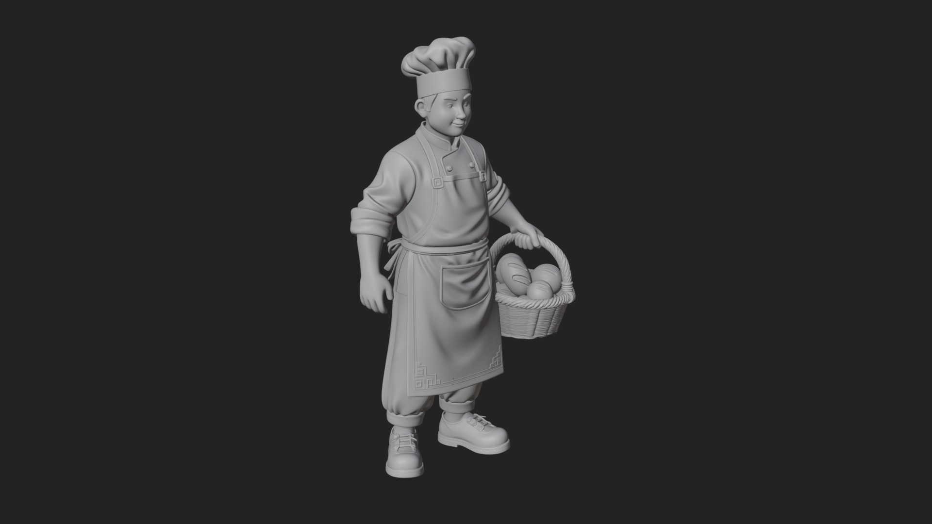 Chef Man Statue Design 12 3d Print Model 3D Model