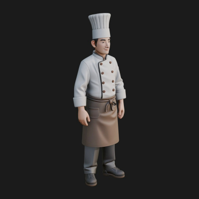 Chef Man Statue Design 2 3D Print Model