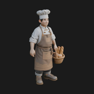 Chef Man Statue Design 5 3D Print Model