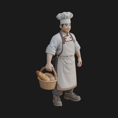 Chef Man Statue Design 6 3D Print Model
