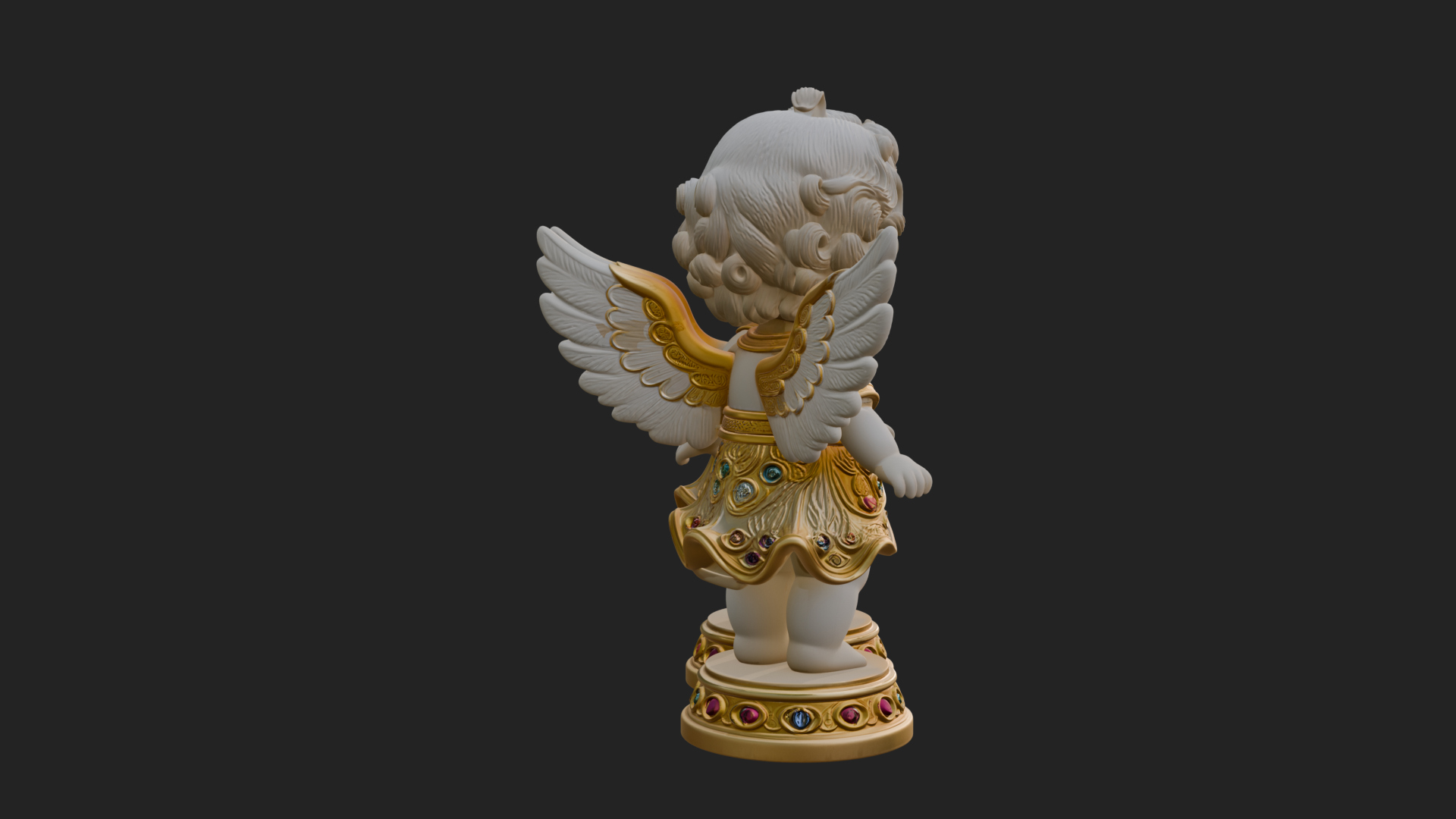 Cherub Angel Pair Statue Design 1 3D Print Model 3D Model