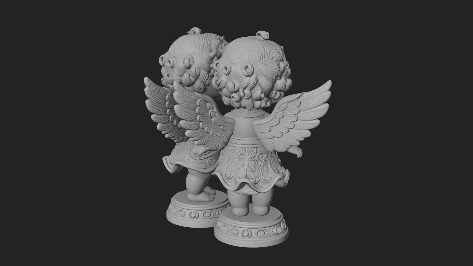 Cherub Angel Pair Statue Design 1 3D Print Model 3D Model