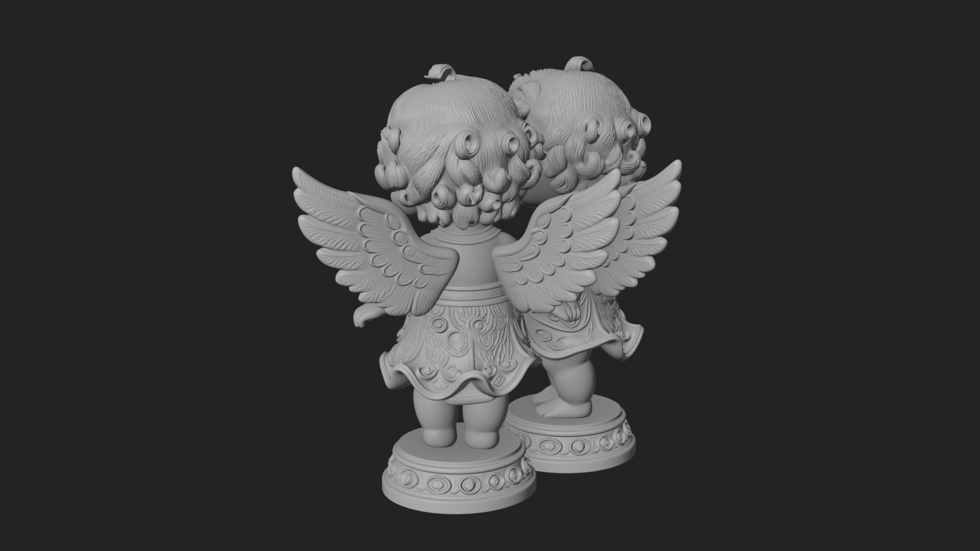 Cherub Angel Pair Statue Design 1 3D Print Model 3D Model