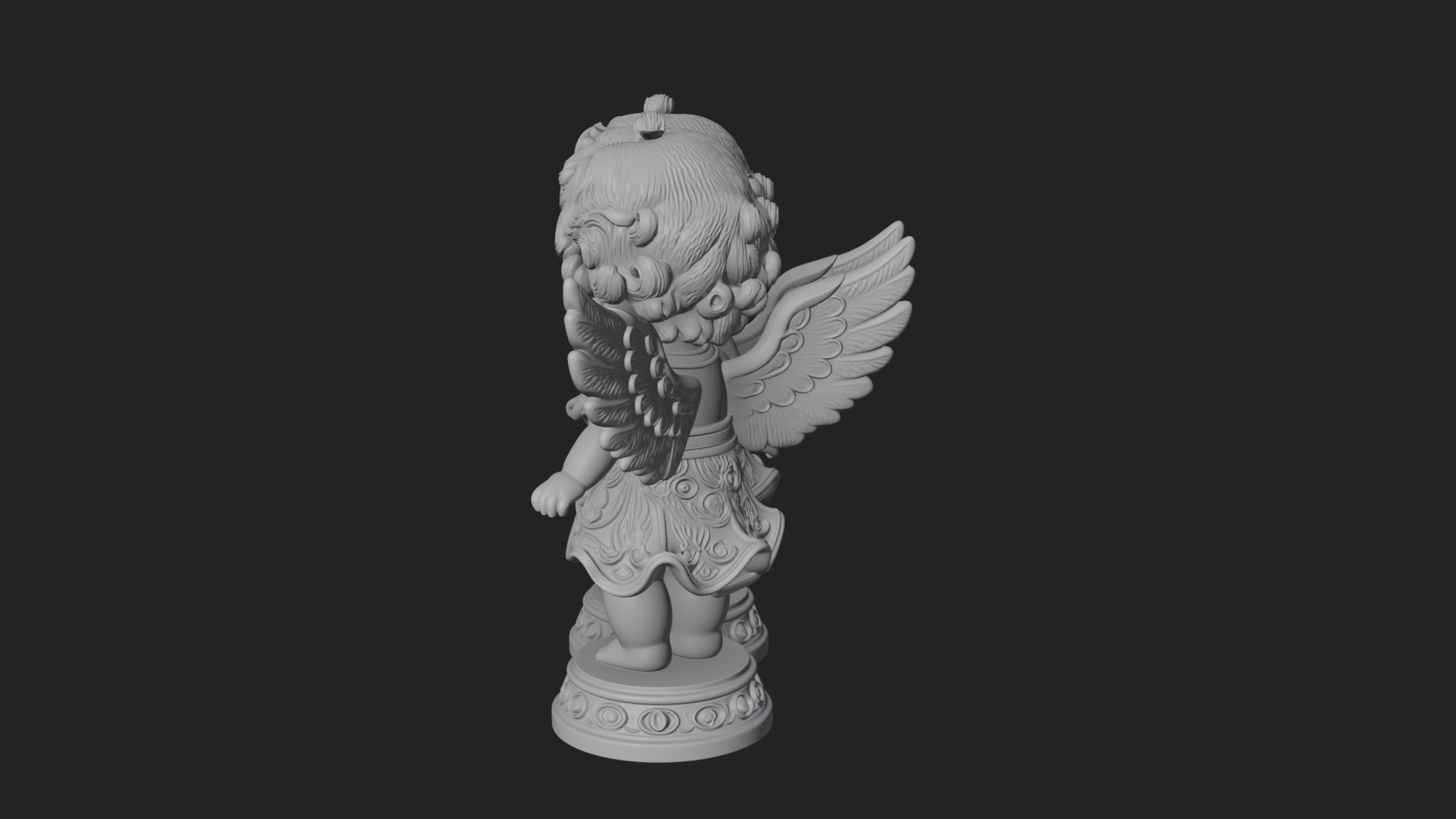 Cherub Angel Pair Statue Design 1 3D Print Model 3D Model