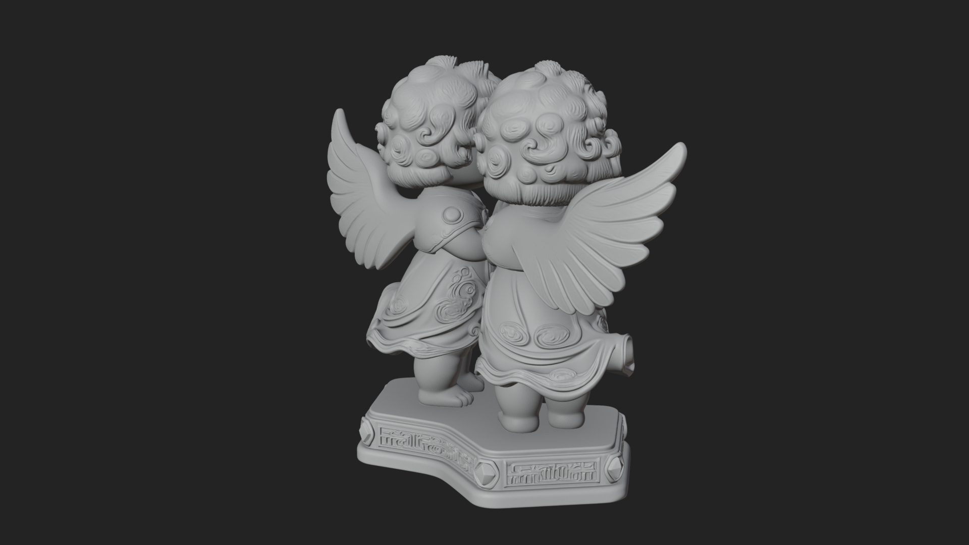 Cherub Angel Pair Statue Design 2 3D Print Model 3D Model