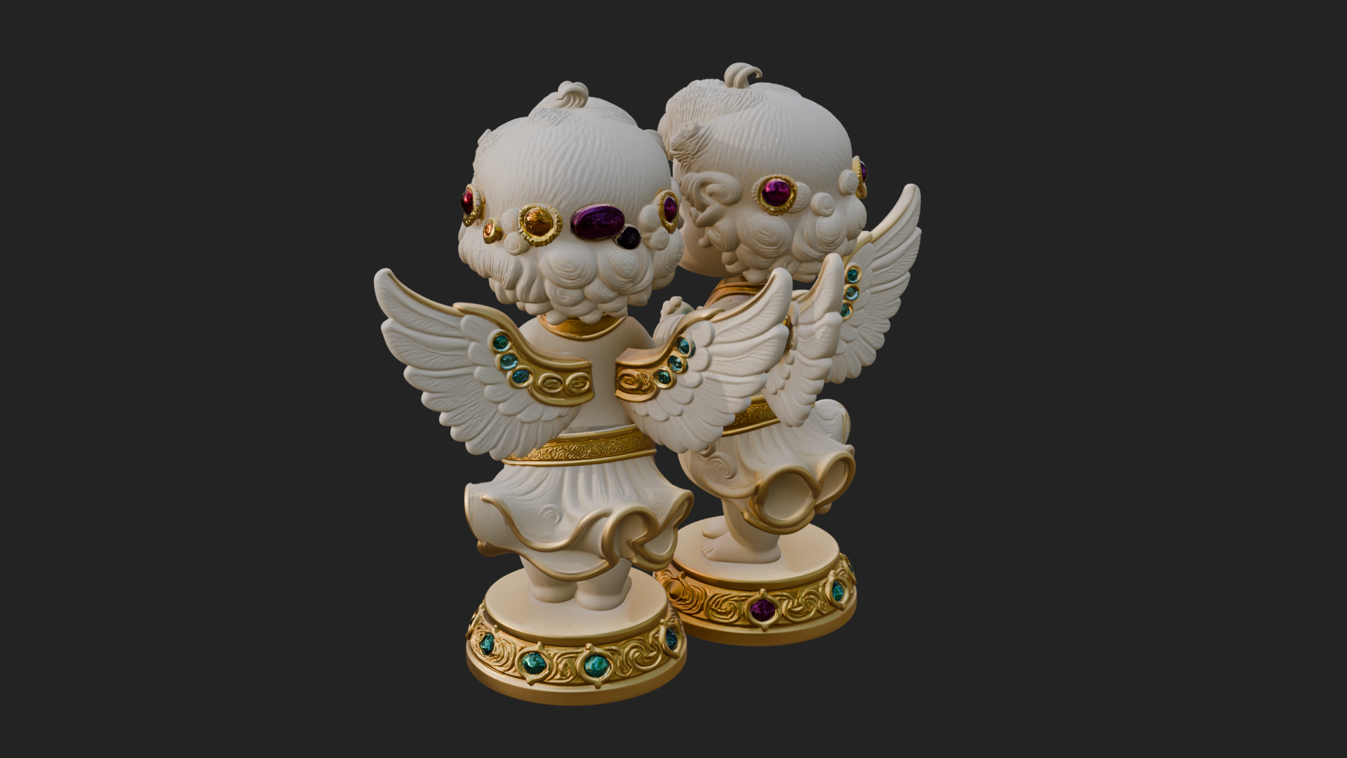 Cherub Angel Pair Statue Design 3 3D Print Model 3D Model