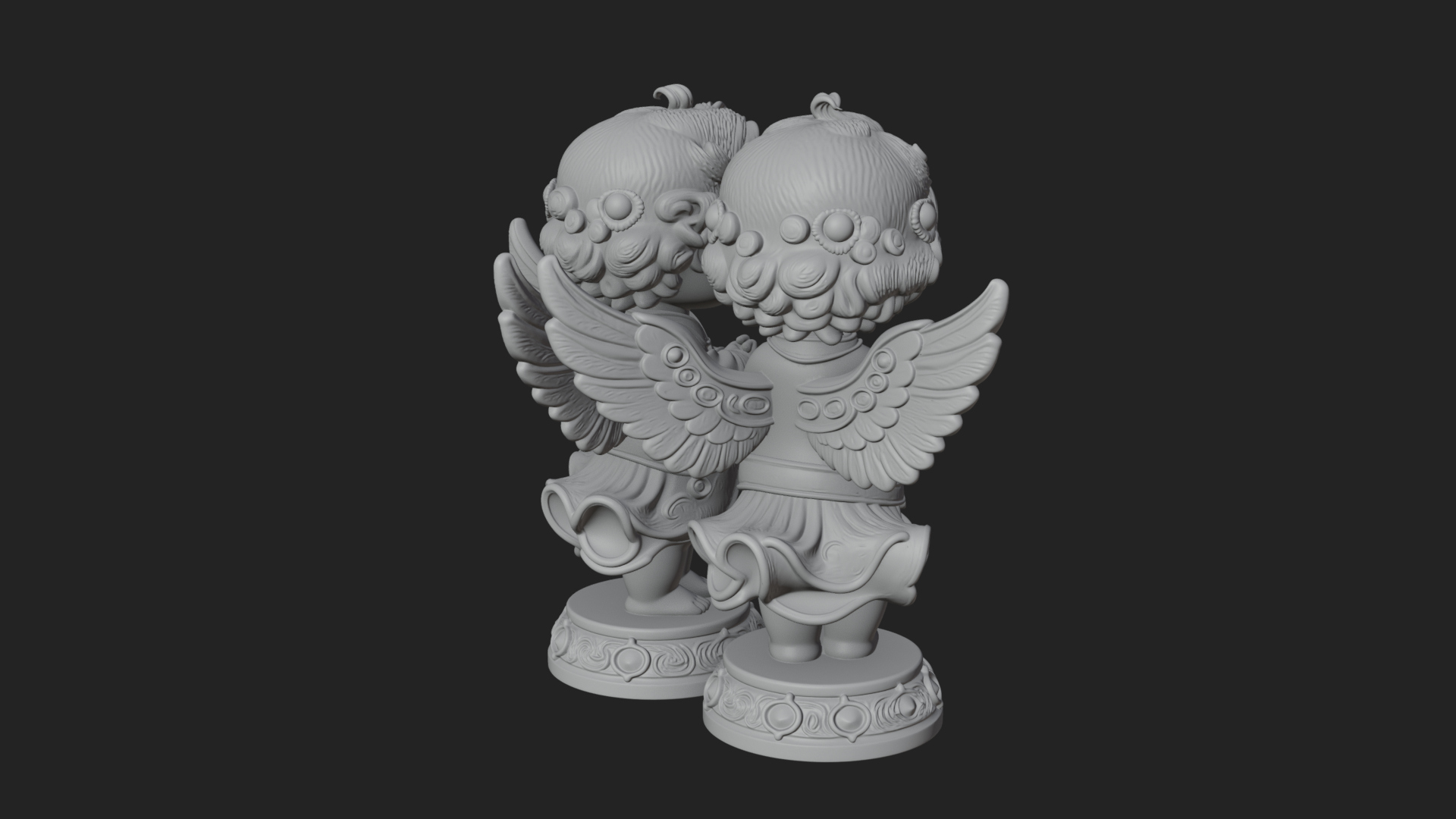 Cherub Angel Pair Statue Design 3 3D Print Model 3D Model